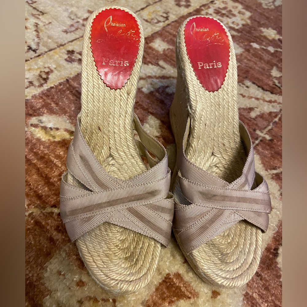 CHRISTIAN LOUBOUTIN WEDGE ESPADRILLES SIZE 38/8